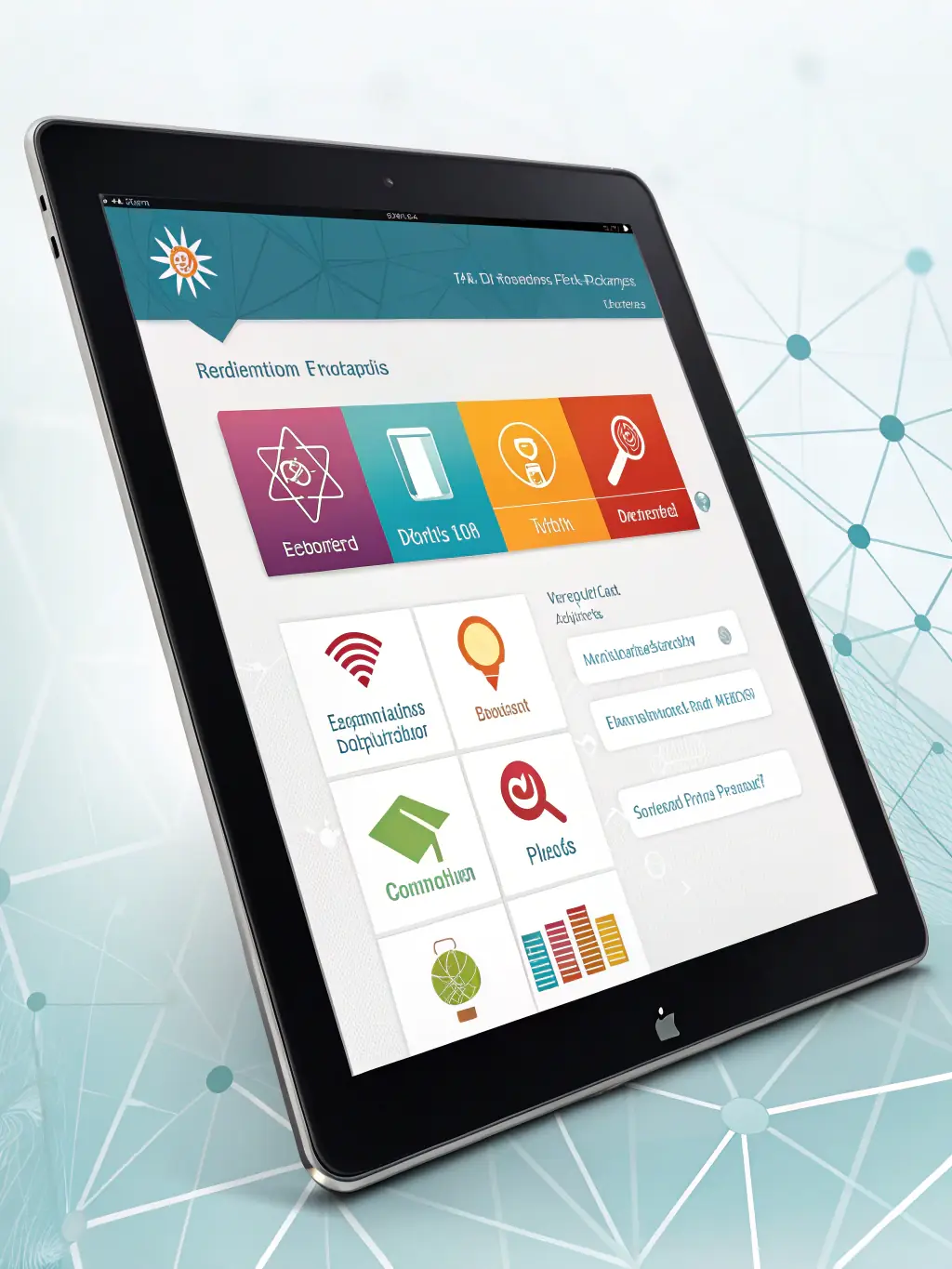 A focused image of a well-structured curriculum outline displayed on a tablet, emphasizing the organized learning path of the backend development course.